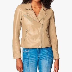 Blank NYC Tan Vegan Leather Biker Jacket